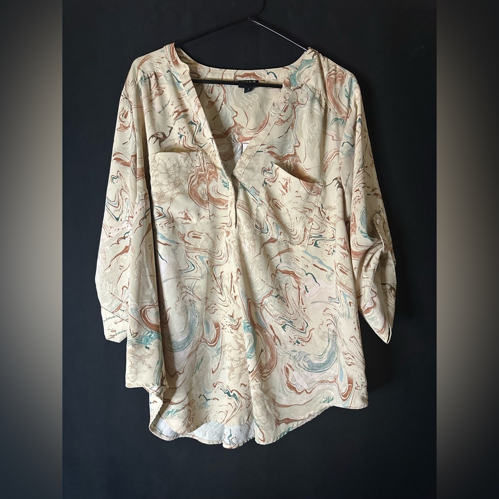 Torrid Marble Print V-Neck Blouse